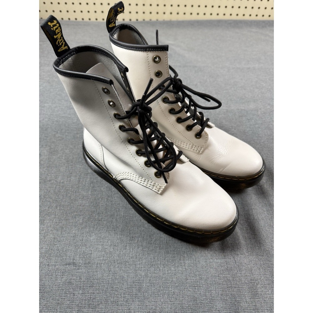 Dr‎ Martens Zavala White Combat Boots Size 7